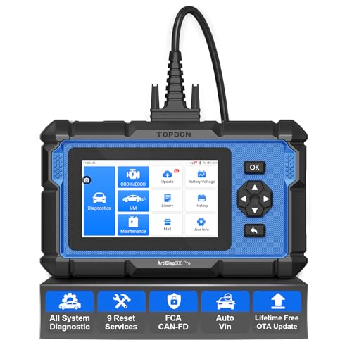 ArtiDiag600 Pro OBD2 Scanner Diagnostic Tool - TOPDON Automotive Scan Tool with Full Systems, Car Code Reader with 9 Reset Services for DIY & Professional, Lifetime Free Update