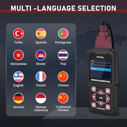 M3-A Motorcycle Diagnostic Tool for Honda Yamaha Kawasaki | Full System OBD2 Scanner Code Reader, Live Data, Actuation Test, Fault Code Reset & Battery Voltage Test