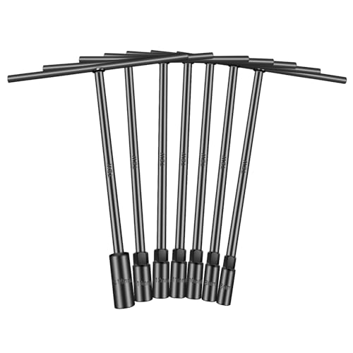 T-Handle Wrench Socket Set, Cr-V Steel T Wrench Set Metric Size 6mm to 14mm, Wrench Tool Socket with Long Reach for Motorcycle Dirtbike Bicycle Repair (7 Pack) - size: 7 Pack