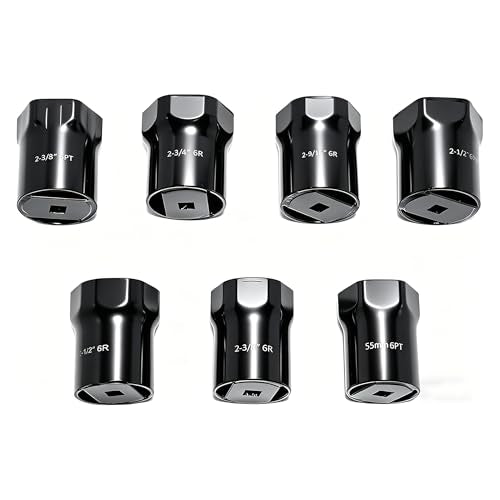 7 Piece Axle Nut Socket Set, Wheel Bearing Removal Tool, Wheel Lock Bearing Locknut Removal and Installation Tool, 6-Point Axle Nut Socket, 1/2 Inch Drive SAE
