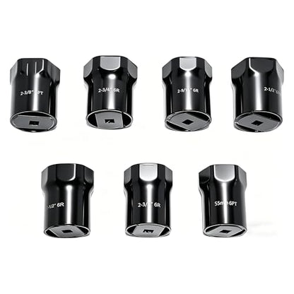 7 Piece Axle Nut Socket Set, Wheel Bearing Removal Tool, Wheel Lock Bearing Locknut Removal and Installation Tool, 6-Point Axle Nut Socket, 1/2 Inch Drive SAE