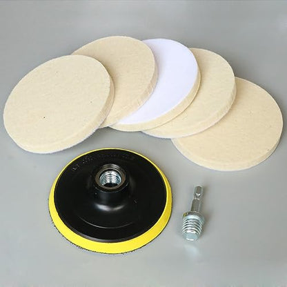 4 Inch Wool Felt Polishing Pad Buffing Wheel Kit for Drill,Fine Polishing of Metal Glass Stone (7)