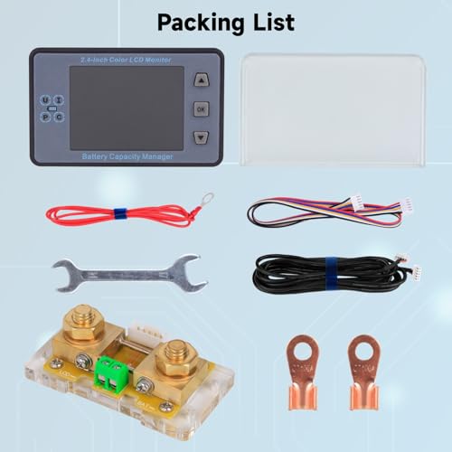 1Pack Watt Meter Digital Multimeter,DC 8-100V 100A Battery Monitor 12V 24V 36V 48V 60V Volt Amp Meter,2.4 Inch Big Color Screen LCD Display Voltmeter Multimeter Solar Battery Tester with Manual