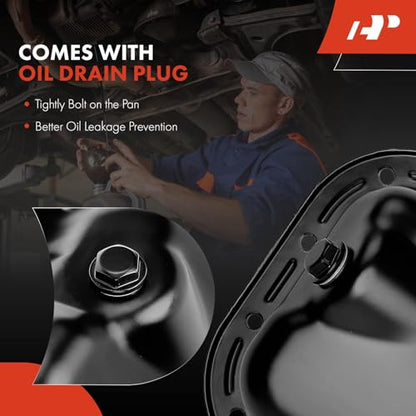 A-Premium Lower Engine Oil Pan Sump with Drain Plug | Compatible with Dodge Charger 2011-2019, Challenger 2011-2020 & Jeep Wrangler 2012-2017, Wrangler JK & Chrysler 300, 3.6L