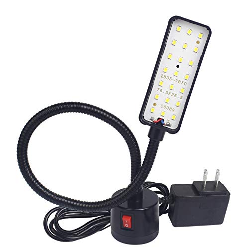 Led Magnetic Work Light 21 LEDs 300mm FlexibleGooseneck lamp 500 Lumens 120 Volt for SewingMachine Lathe Milling Drill Press Industrial Lighting - color: Round Magnetic Base, 5W, 12"