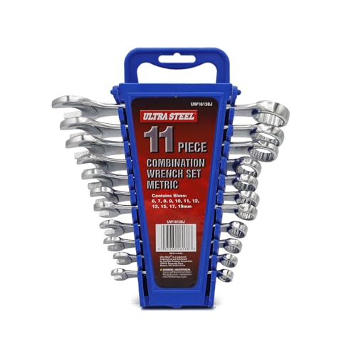 11PC Combination Wrench Set, Metric, 6MM, 7MM, 8MM, 9MM, 10MM | 11MM, 12MM, 13MM, 15MM, 17MM, 19MM, Wall Hanging Case Included, Mechanic, Automotive, DIY, Garage, Workshop, Repair