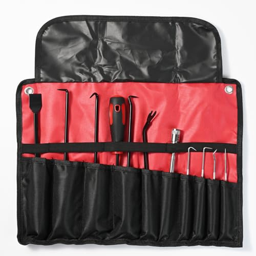 AUTOXBERT 11Pcs Carbon Steel Precision Hook and Pick Set Mechanic with Scraper and Telescoping Magnetic Remover Pry Automotive Electronics Maintenance Hoses Gasket Scraper Pick Up Tools