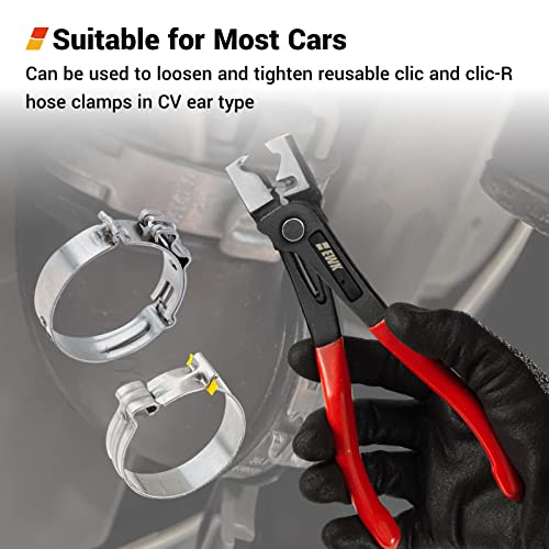 EWK Clic & Clic-R Hose Clamp Pliers, CV Boot Clamp Tool with One-Handed Spring-Loaded Design for Damage-Free Removal, Fits Mercedes-Benz BMW Audi VW