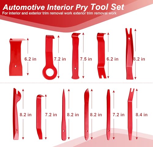 Doaho 19Pcs Car Trim Removal Tool,Auto Clip Pliers Fastener Remover Set,Pry Tool Repair Kit,Fastener Clips Removal Car Tool for Panel,Audio, Dash, Window,Clip and Upholstery with Storage Bag - color: Red-19pcs Trim Removal Tools