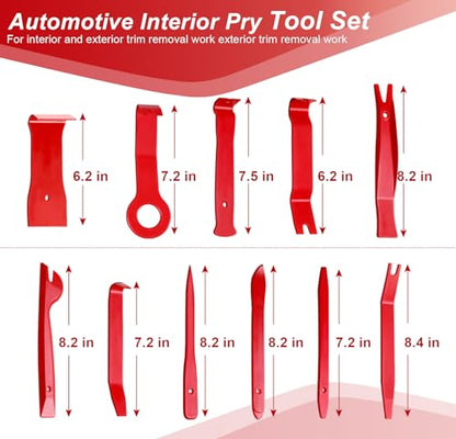 Doaho 19Pcs Car Trim Removal Tool,Auto Clip Pliers Fastener Remover Set,Pry Tool Repair Kit,Fastener Clips Removal Car Tool for Panel,Audio, Dash, Window,Clip and Upholstery with Storage Bag - color: Red-19pcs Trim Removal Tools