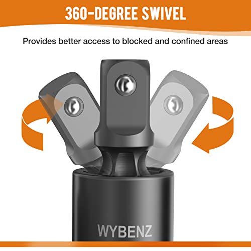 3 Pcs Universal Joint Swivel Socket Adapter Set 1/4",3/8"& 1/2"Drivers,U-Joint Drive CR-MO Impact Grad Wobble Socket Wrench Set - style: 3 Pcs Swivel Socket Adapter