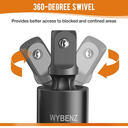 3 Pcs Universal Joint Swivel Socket Adapter Set 1/4",3/8"& 1/2"Drivers,U-Joint Drive CR-MO Impact Grad Wobble Socket Wrench Set - style: 3 Pcs Swivel Socket Adapter