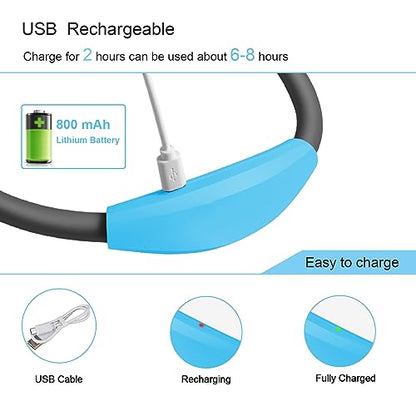 Book Light, Neck Reading Light, USB Rechargeable, Hands Free, 4 Super Bright LED Bulbs, 3 Adjustable Brightness, Best for Reading in Bed, Knitting, Walking, Jogging, Mending in Night (Blue) - color: Blue