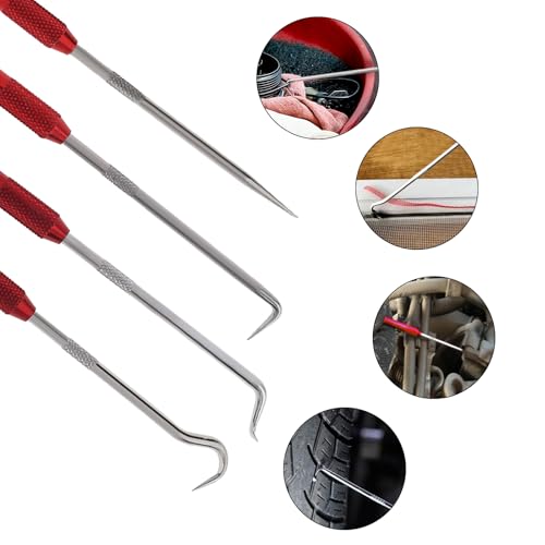2PCS Hook and Pick Set Puller, Remover Rolling Flower Handle Multi Angle Hook Pick Tool Set for Remove the Small Fuse, Gasket, Spring, O Ring