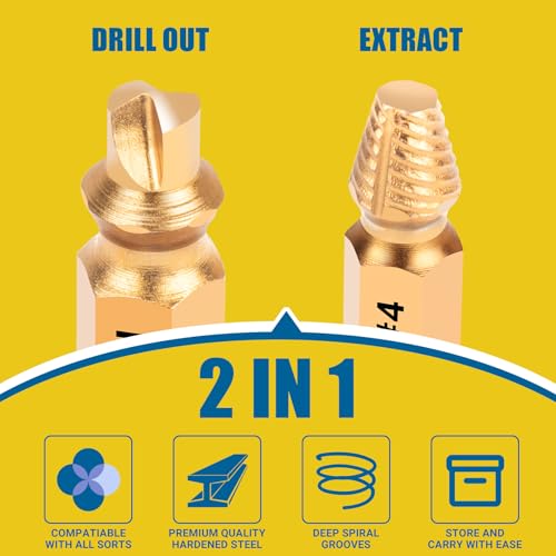 10 PCS Damaged Screw Extractor Set, 6 PCS HSS 6542 Screw Extractor Remover Kit and 4 PCS Twist Drill Bit Kit for Stripped Screws & Drill Bit Tools, Gifts for Men - size: 10 Pieces