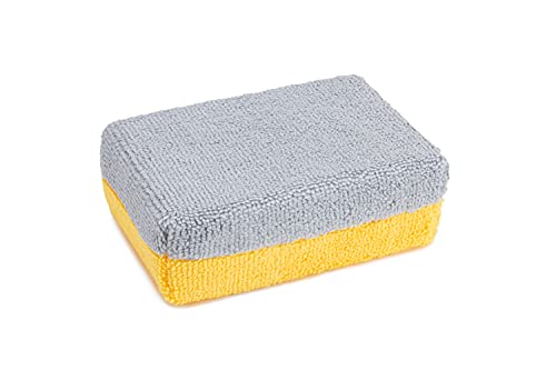 Autofiber Thick [Saver Applicator Terry] Ceramic Coating Applicator Sponge | 12 Pack | with Plastic Barrier to Reduce Product Waste. (Gold/Gray) - color: Gold/Gray