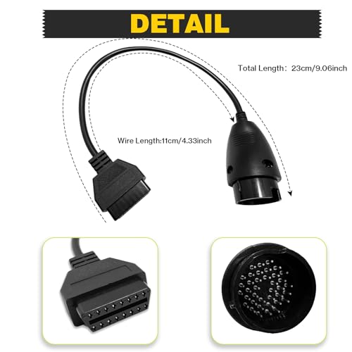Truck OBD1 to OBD2 Cable for Iveco 38pin to 16pin Diagnostic Adapter | 38 Pin Cable Connector Compatible with Iveco Heavy Duty Trucks,Work with Truck Obdii Diagnostic Scanner Tools/Code Reader - style: Fit for Iveco 38pin