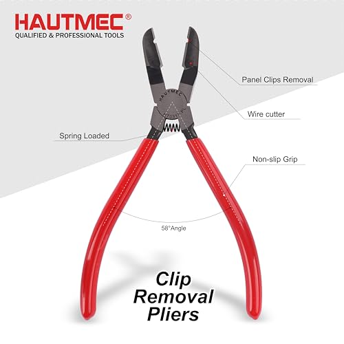 HAUTMEC 7 inch Panel Clip Removal Pliers Multifunction Flush Cut Pliers for Rivet and autobody tools and equipment HT0317