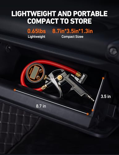 AstroAI T1 Digital Tire Pressure Gauge with Inflator, 3-250 PSI Air Chuck with Pressure Gauge, Heavy Duty with Quick Connect Coupler, Calibrated to ANSI B40.7 Grade 2A - size: Digital 3-250 psi