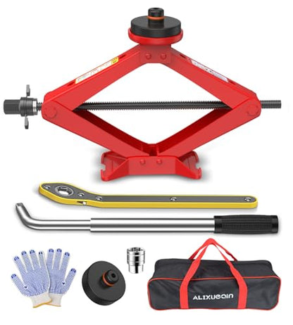 Car Jack Kit 2.5 Ton Scissor Jack for Tesla Model Y Model 3/S/X, Red Tesla Jack Kit with Tesla Pucks - color: Red