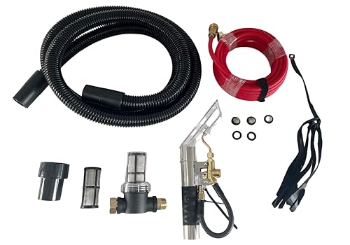25ft Extractor Hose Kit, Shop Vac Attachment | Fits standard 2" shop vacs, 25ft flexible hose + stainless tool, for carpet/upholstery/car interior deep cleaning.