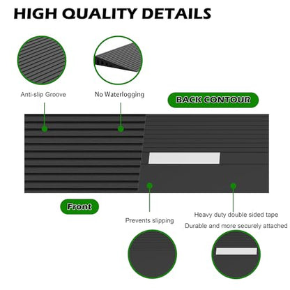 0.8" Rise Threshold Ramps for Doorways, 2000 Lbs Load Capacity, 35.5" Wide Natural Rubber Power Wheelchair Ramp is Adjustable and Cuttable for Doorways, Curb, Sweeper, Power Scooters, Bathroom - size: 0.8" Rise
