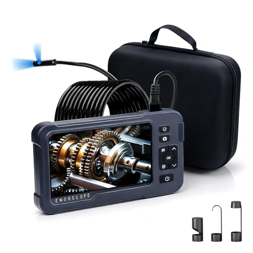 Endoscope Camera with Light 1920P HD Dual-Lens Borescope with 8 LED Lights, IP67 Waterproof Snake Sewer Tools 4.3" Inspection Camera,16.4ft Semi-Rigid Drain Endoscope (16.4FT Dual Lens-Blue) - size: 16.4FT Dual Lens-Blue