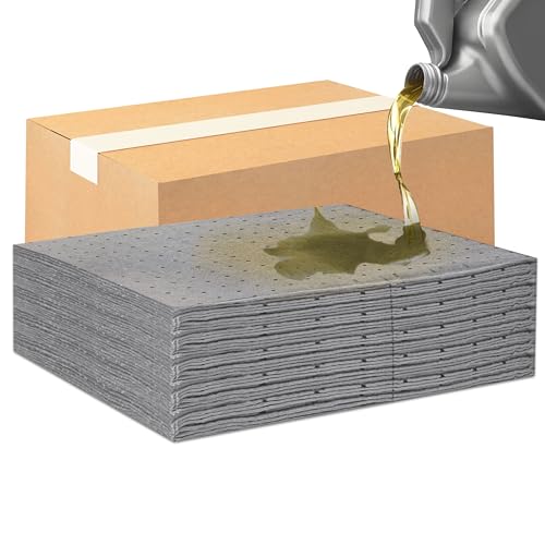 Oil Absorbent Pads – Heavy-Duty 15"x18" & 7.5"x18" Meltblown Polypropylene Mats | Tear-Resistant, Hydrophobic, Reusable, Fast Oil Cleanup for Automotive, Marine & Industrial Use (10, 7.5in x 18in) - size: 7.5in x 18in