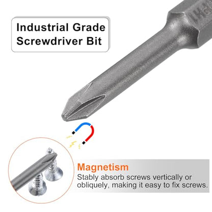 HARFINGTON 5pcs #1 Phillips Screwdriver Bit PH1 1/4" Hex Shank 2" (50mm) Long Magnetic S2 Steel Industrial Grade Screw Driver Bit Cross Head Electric Drill Bits 0.157" (4mm) Rod - size: PH1 x 50mm x 4mm