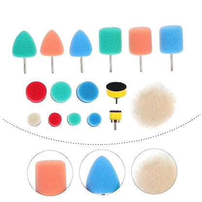 Healifty 16-piece Car Polishing Wheel Kit Sponge Pads for Auto Detailing Clay Bar Brush Car Wheel Brush Light Weight Portable