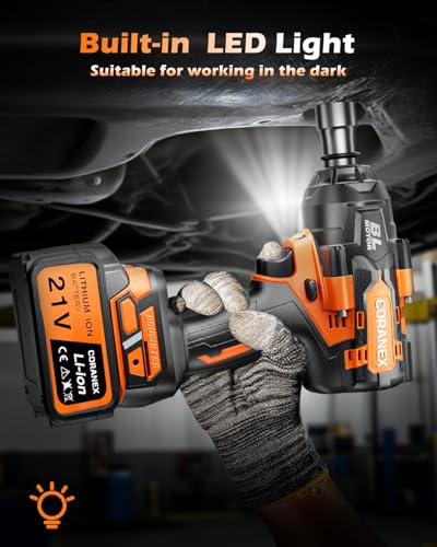 1/2" Cordless Impact Wrench | 1300N.m (960ft-lbs) | Fast Charger | 2x4.0Ah Batteries - Longer Runtime | 3 Variable Speeds | Brushless High Torque Impact Gun for Car/Mower/Pickup with Case