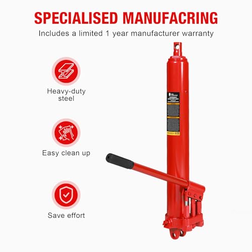 Big RED AQD8DR Hydraulic Long Ram Jack 8 Ton Heavy Duty Engine Hoist Cylinder with Double Piston Pump & Clevis Base- Professional Hydraulic Ram Cylinder for Garage Repair, Auto Shop, Farm Equipment - style: 8 TON/DOUBLE PUMP/New VERSION