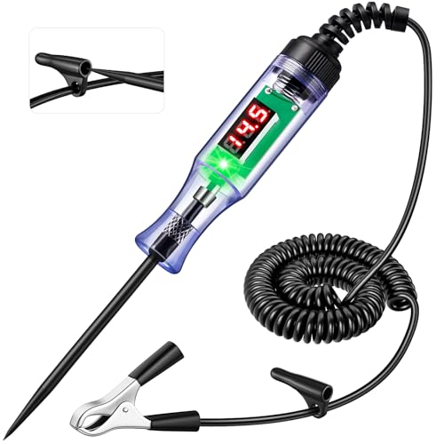 Automotive Test Light with 3-48V LED Digital Readout, Automotive Circuit Tester with Voltmeter and Polarity Indicator Light, Electrical Voltage Test Pen with Stainless Probe for Fuse Car/Vehicles - size: 3V-48V