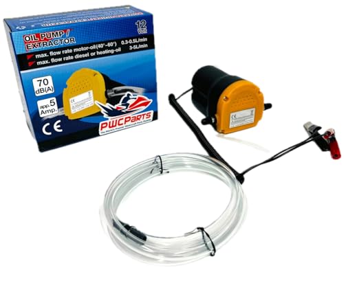 PWCParts 12V Fluid Oil Liquid Extractor Oil Change Pump, 60W, Fits PWC, Watercraft, Automotive, RV, Boats, Lawn Mowers, Cars, Trucks Easy Oil Change Process