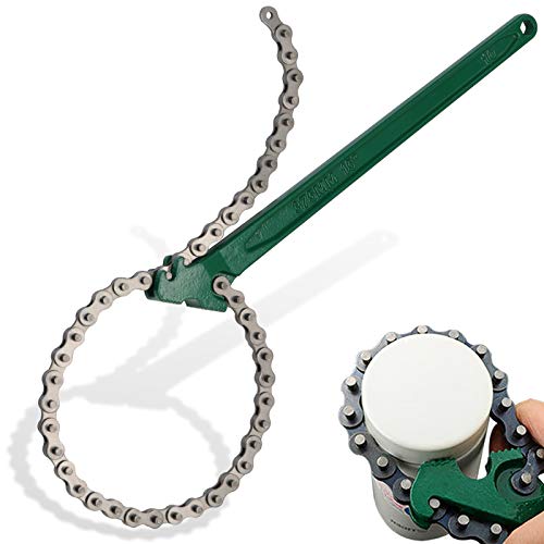 15 Inch Heavy-Duty Ratcheting Chain Wrench Reversible Oil Filter Tool Pipe Fittings Tools Fit Max 8 Inch Diameter - color: 15" Chain Wrench
