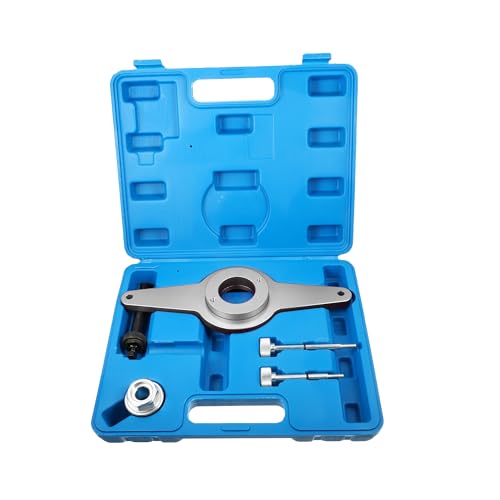 X AUTOHAUX Car Vibration Damper Holding Tool Kit for Audi for Skoda for VW 1.8 2.0 4V TFSi EA888 Crankshaft Pulley Removal EA888 Vibration Damper Assembly