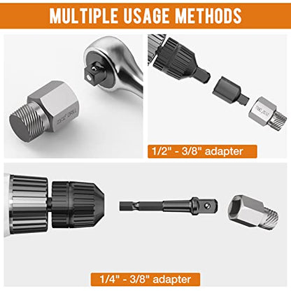 XEWEA 27PCS Upgrade Screw Extractor Set, 3/8" Drive Easy Out Kit | Hex Head Multi-Spline Bolt Extractor EZ Out Remover Tool Set for Removing Broken Studs, Bolts, Studs, Screws, CR-MO Steel - color: 27pcs