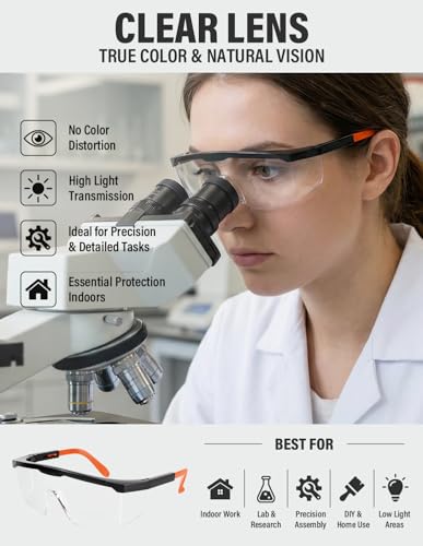 Safety Glasses 4 Pack Anti Fog, Clear Lens, ANSI Z87.1, UV Protection, Impact Resistant Protective Eyewear Over-spec for Work & Outdoor - color: Clear