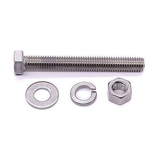 (4 Sets) M12-1.75 x 60mm Hex Bolt Kit, 304 Stainless Steel (18-8), Includes Hexagon Head Screws and Nuts, Flat & Lock Washers, Full Coarse Thread, for Machinery, Automotive, DIY - size: M12 x 60mm