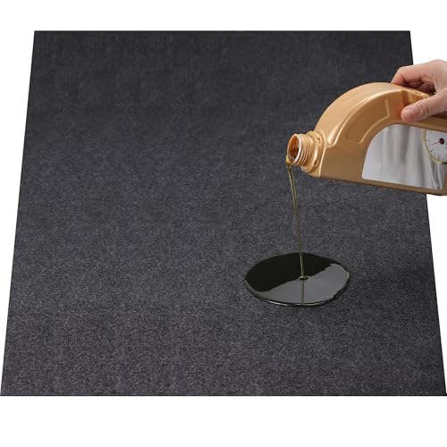 Oil Mat for Garage 36" x 59" - Premium Felt + Rubber Waterproof Backing Thickened Soft Contains Liquids Oil Spill Mat Reusable Non-Slip Maintenance Pad for Under Car Workbench Driveway Spot Protection - size: 3' x 4'11"