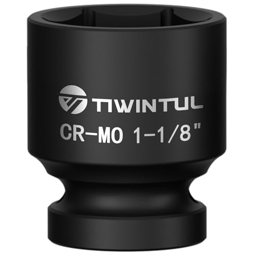 1-1/8" Impact Socket 1/2 Inch Drive for Easy Removal of Axle Nut | Heat-Treated CO-MO Steel Impact Socket, 6 Point Design, SAE, Axle Nut Socket for Automotive, Truck and Machinery Maintenance - size: 1-1/8" (Standard)