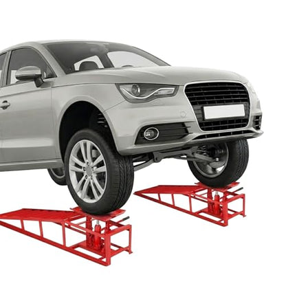 2Pcs Metal Hydraulic Auto Repair Ramps, 5 Ton Capacity Vehicle Service Ramps for Cars, Trucks & Routine Tire Replacement