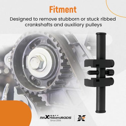 maXpeedingrods Universal Crankshaft Pulley Removal Tool, Harmonic Balancer Puller Set, Adjustable Ribbed Drive Belt Pulley Puller Remover Tool for A/C Units, Alternator, Steering Pump & Water Pump