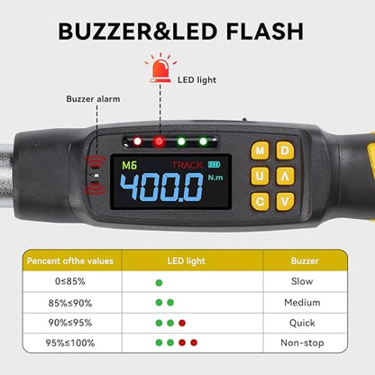 1/2 Drive Digital Torque Wrench with Adapters, 15-295 ft-lb (20-400 Nm), ±2% Accuracy, 72-Tooth Ratchet Head, Buzzer & LED Alerts, for Truck, SUV, Tires, Lug nuts & Wheels - size: 1/2" 400Nm
