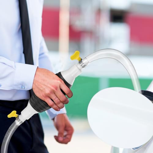 TEHAUX Manual Gasoline Siphon Pump Kit with Check Valve Portable Hand Pump for Oil and Gasoline Transfer Easy to Use for Automotive and Garage Use
