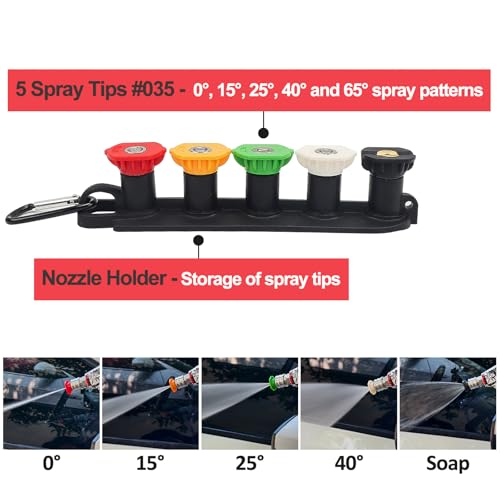 BEAR FORCE Pressure Washer Gun Up to 3000 PSI with Undiluted Mini Foam Cannon Set, 5 Spray Nozzles, Power Washer Spray Gun with 3/8'' Swivel Quick Connect, M22-15mm Connector, Car Wash, Car Detailing - color: Spray Gun & Mini Foam Cannon Set
