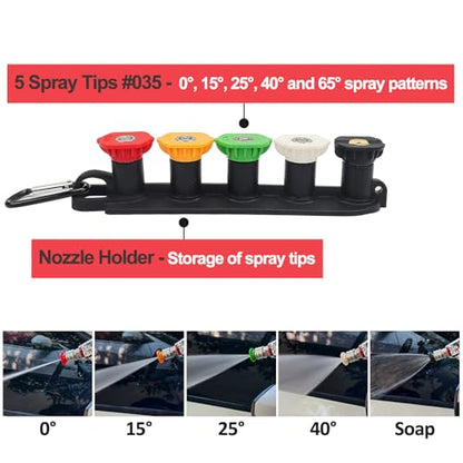 BEAR FORCE Pressure Washer Gun Up to 3000 PSI with Undiluted Mini Foam Cannon Set, 5 Spray Nozzles, Power Washer Spray Gun with 3/8'' Swivel Quick Connect, M22-15mm Connector, Car Wash, Car Detailing - color: Spray Gun & Mini Foam Cannon Set
