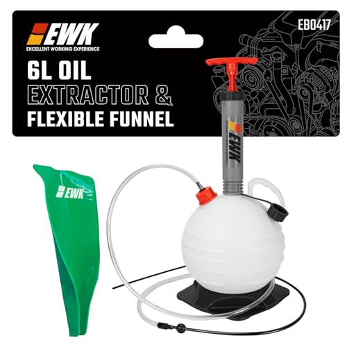 EWK 6L Oil Extractor Pump & Flexible Moldable Oil Funnel Kit, Spill-Free Fluid Change Solution for Cars, Motorcycles, Boats & Small Engines - size: 6L + Oil Funnel