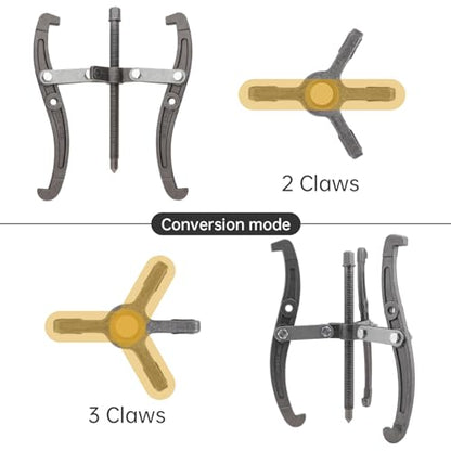 ChgImposs Multifunction Standard Carbon Steel 2 Jaw / 3 Jaw Bearing Puller with 4 Single Hole Claw Pullers for Car/Mechanical Repairing (16 Inch) - size: 16 Inch