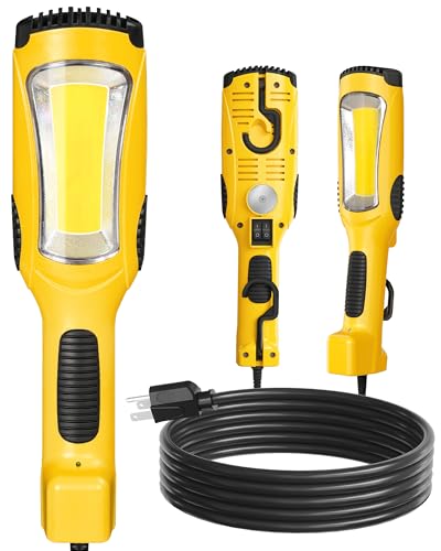 24W LED Work Light, 15FT 3000LM COB LED Light, Handheld Underhood Trouble Light with Cord 16 Gauge SJTW, Swivel Hook, for Garage, Workshop, Car Repair Scene, ETL Listed, Yellow Y05WL06 - size: 15 ft